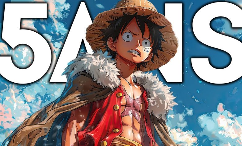 Luffy et les Chapeaux de paille dans One Piece, illustration sur le plan initial d’Oda en cinq ans